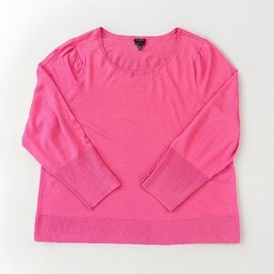 NWOT Talbots Women's 3X Pink Pure Merino Wool Long Sleeve Button Cuff Sweater